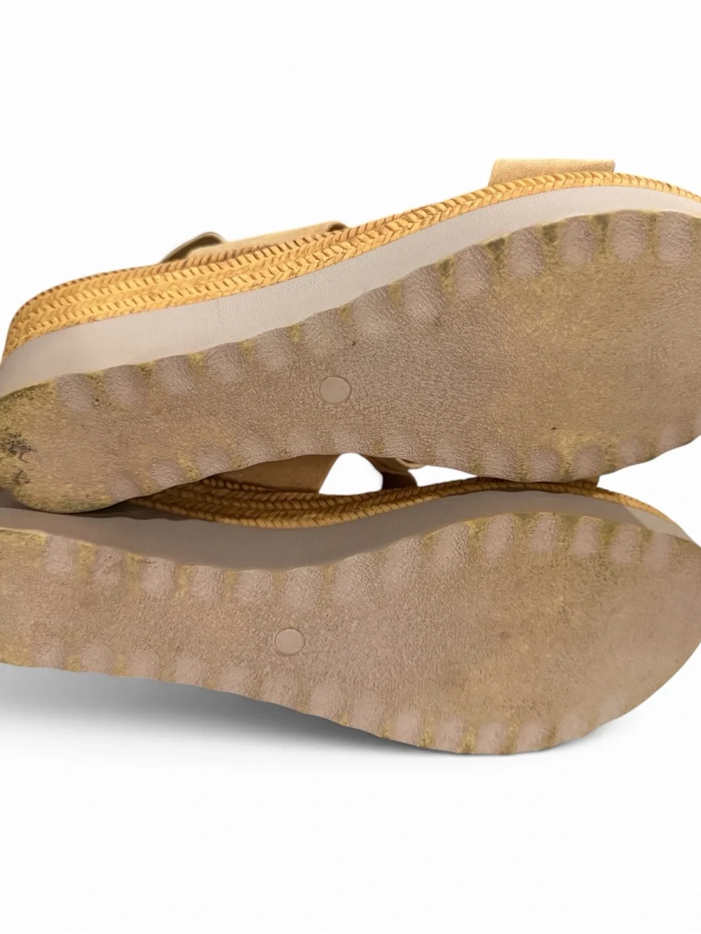 Itallian‎ Shoemakers Women's 10 Tan Leather Sling Back Wedge Platform Sandal S5
